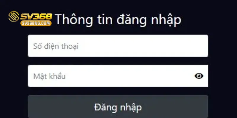 Giao diện đăng ký tài khoản SV368 cho người chơi mới